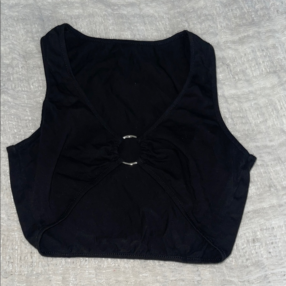 SHEIN Black Cut Out Crop Tank Top